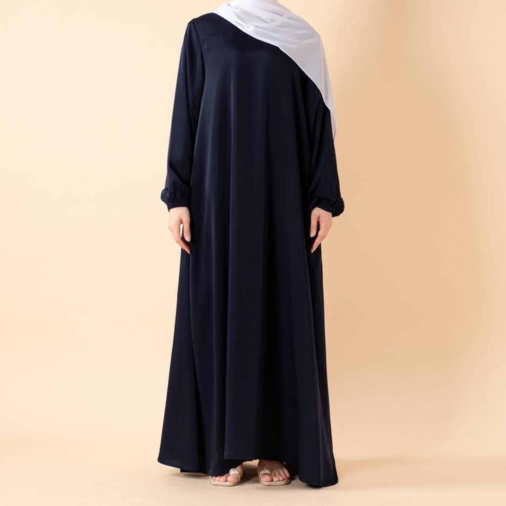 Modest Luxury Premium Satin Abaya | Umbrella Cut A-Line Abaya with Pockets (MA311)