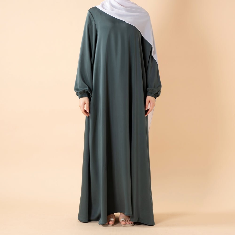 Modest Luxury Premium Satin Abaya | Umbrella Cut A-Line Abaya with Pockets (MA311)