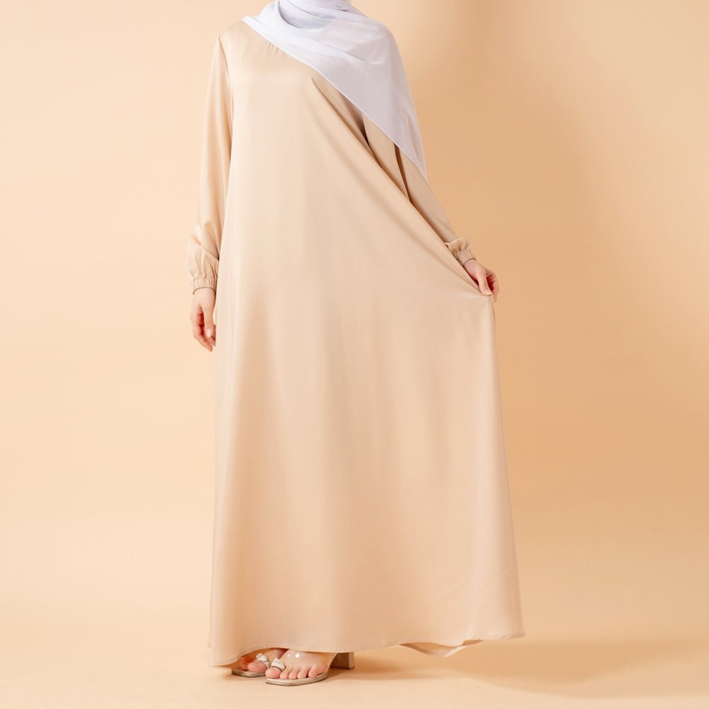 Modest Luxury Premium Satin Abaya | Umbrella Cut A-Line Abaya with Pockets (MA311)