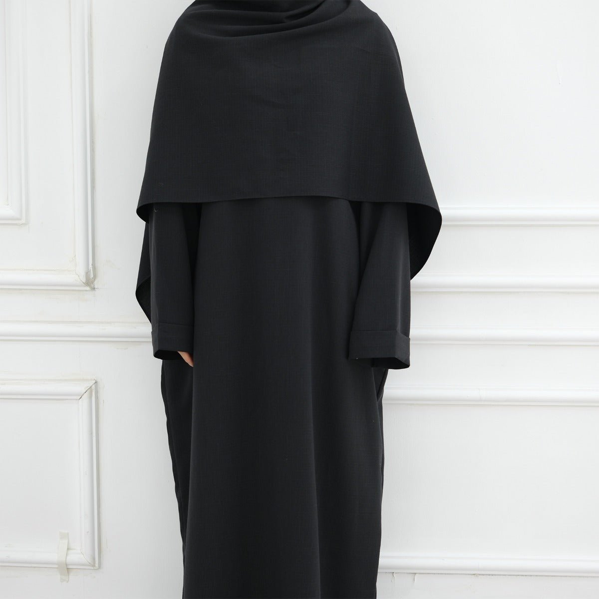 Modest Luxury Robe Dress Set | Premium Muslim Solid Color Two-Piece Abaya (MA249)