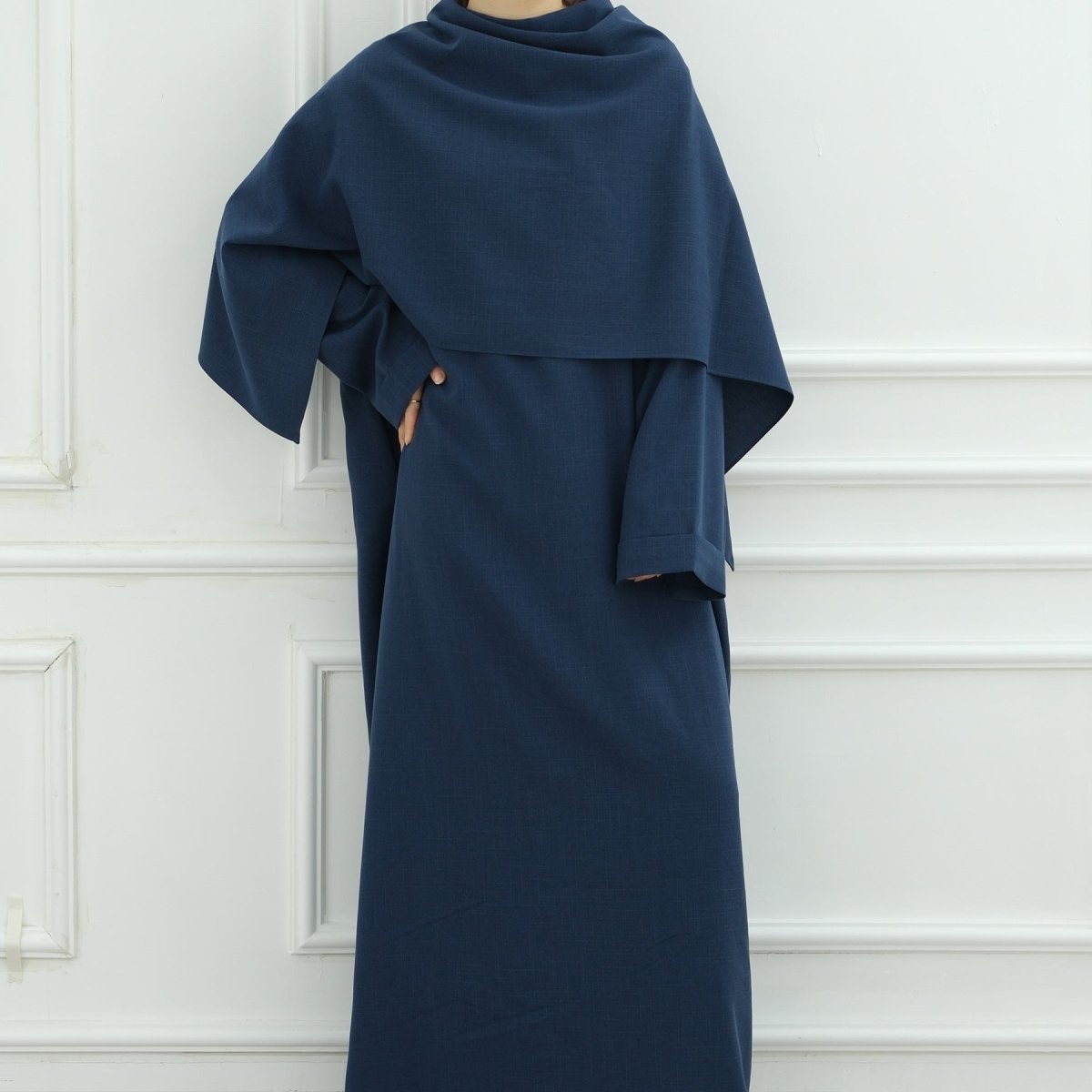 Modest Luxury Robe Dress Set | Premium Muslim Solid Color Two-Piece Abaya (MA249)