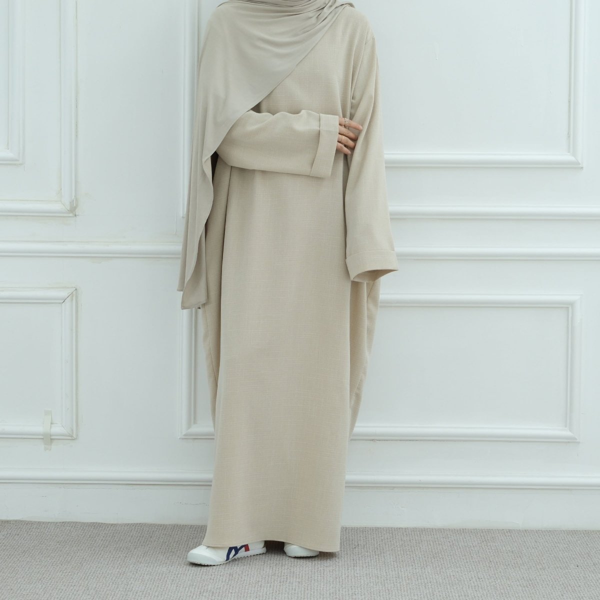 Modest Luxury Robe Dress Set | Premium Muslim Solid Color Two-Piece Abaya (MA249)