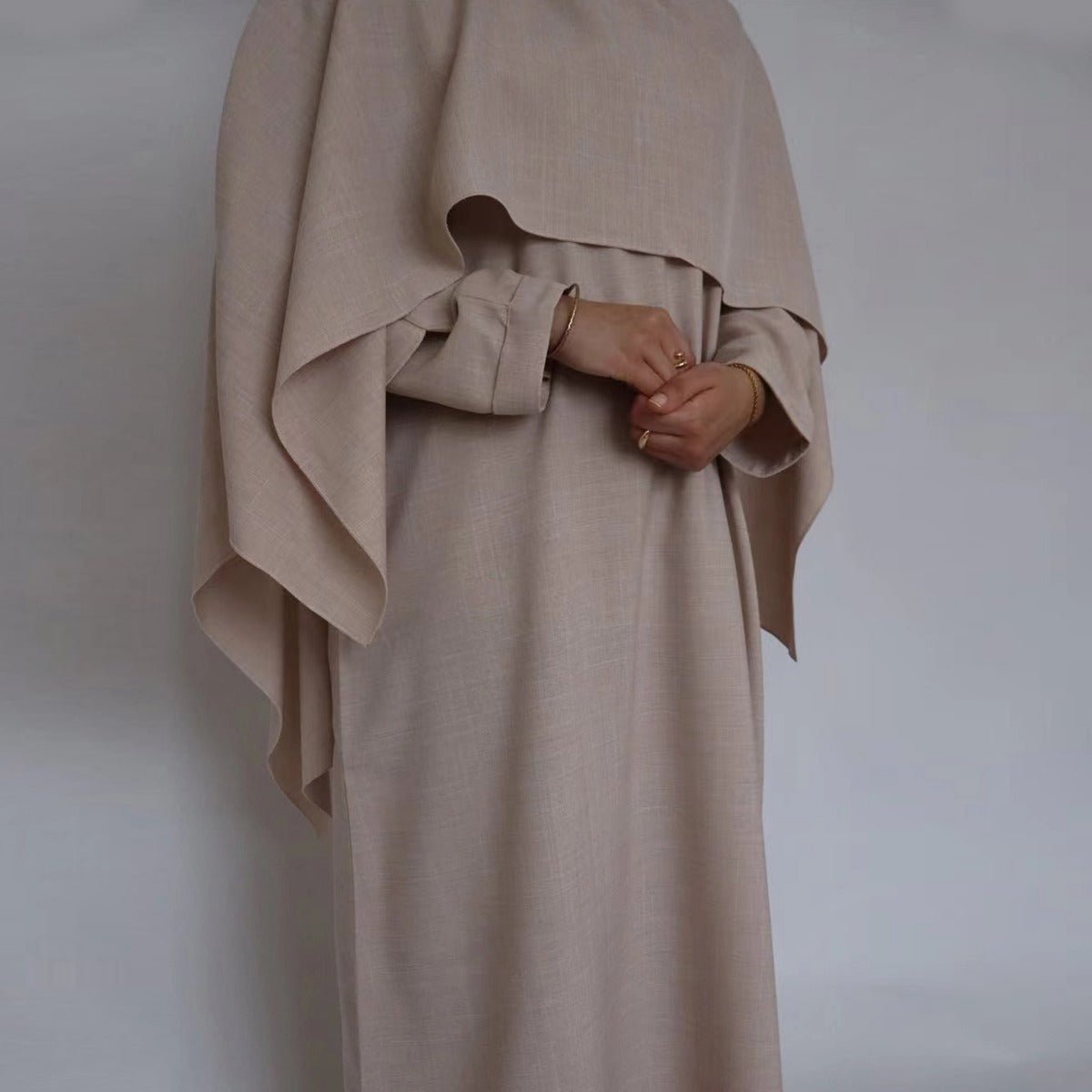 Modest Luxury Robe Dress Set | Premium Muslim Solid Color Two-Piece Abaya (MA249)