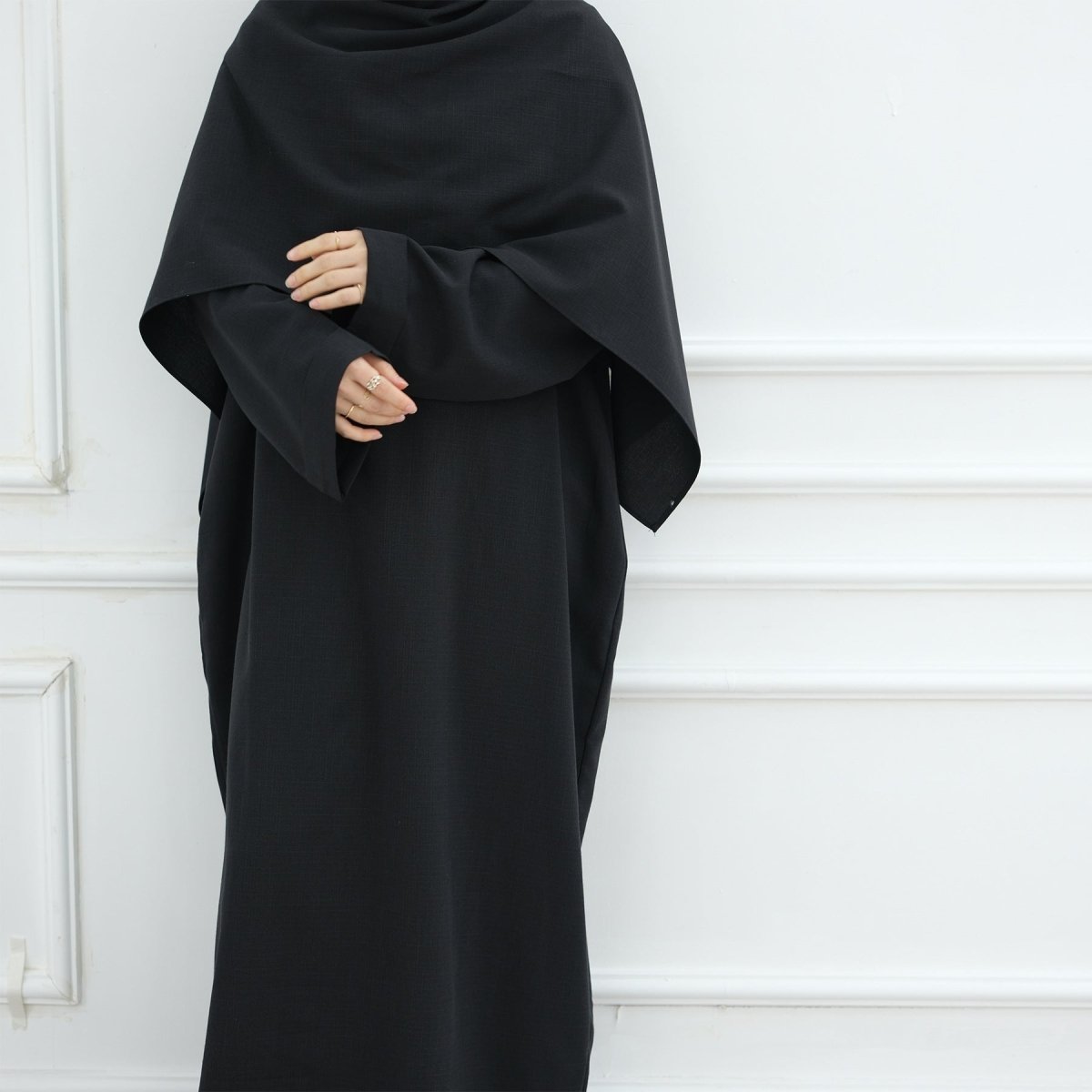 Modest Luxury Robe Dress Set | Premium Muslim Solid Color Two-Piece Abaya (MA249)