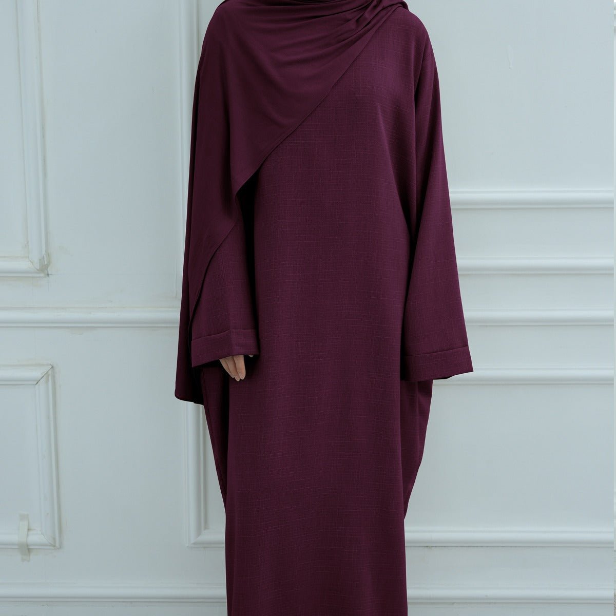 Modest Luxury Robe Dress Set | Premium Muslim Solid Color Two-Piece Abaya (MA249)