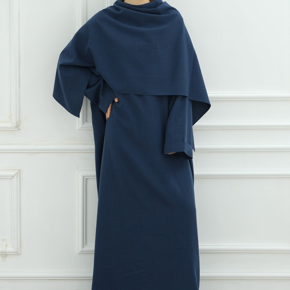 Modest Luxury Robe Dress Set | Premium Muslim Solid Color Two-Piece Abaya (MA249)