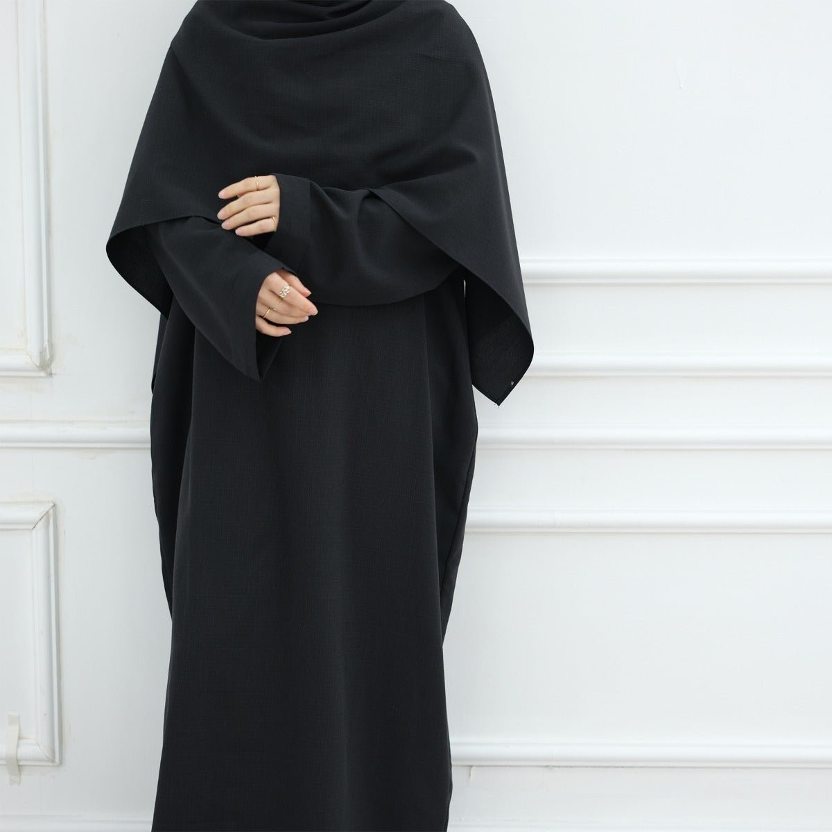 Modest Luxury Robe Dress Set | Premium Muslim Solid Color Two-Piece Abaya (MA249)