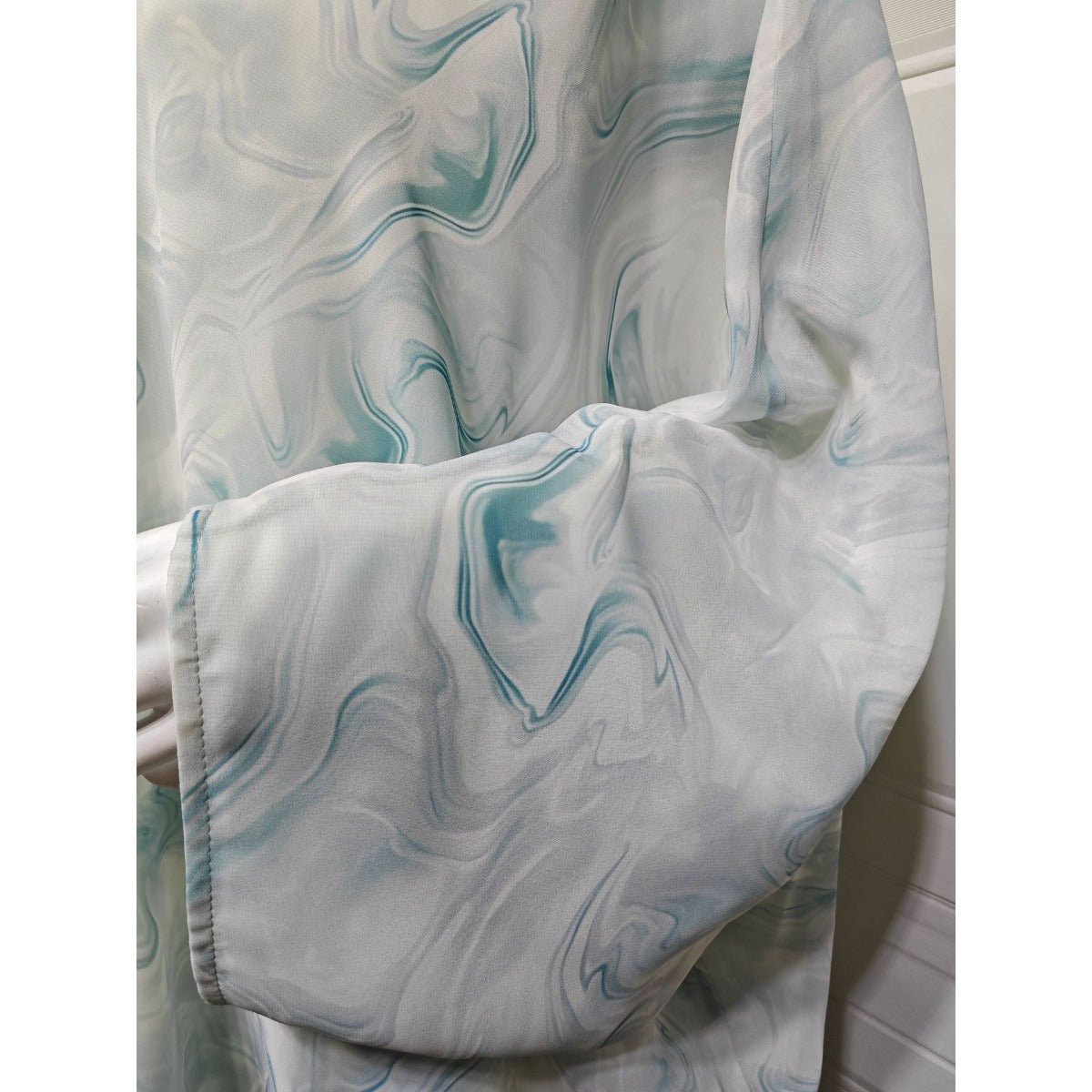 Modest Luxury Spring/Summer Ocean Breeze Abaya Set | Water Ripple Print Chiffon Cardigan with Matching Hijab (MOA176)