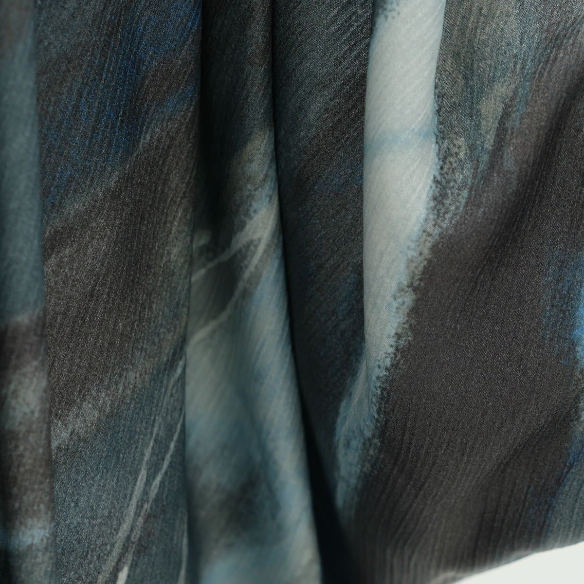 Modest Luxury Watercolor Print Cardigan Abaya | Blue-Grey Abstract Art Robe with Flowing Silhouette (MOA172)