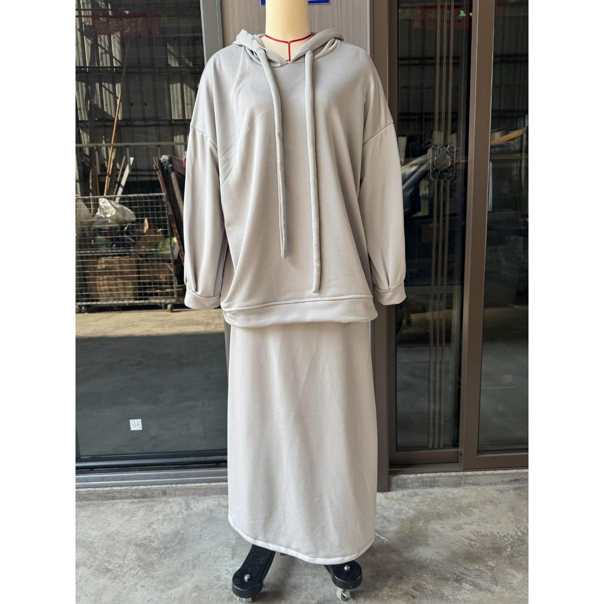 Modest Muslim Casual Wear Hooded Set | Long Sleeve Jacket & Maxi Skirt (MS095)