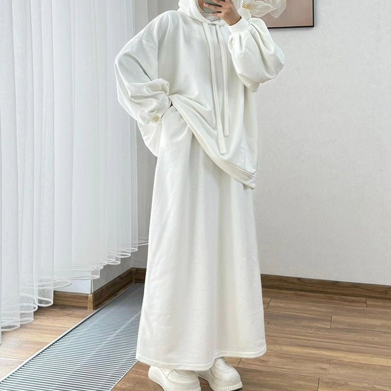 Modest Muslim Casual Wear Hooded Set | Long Sleeve Jacket & Maxi Skirt (MS095)