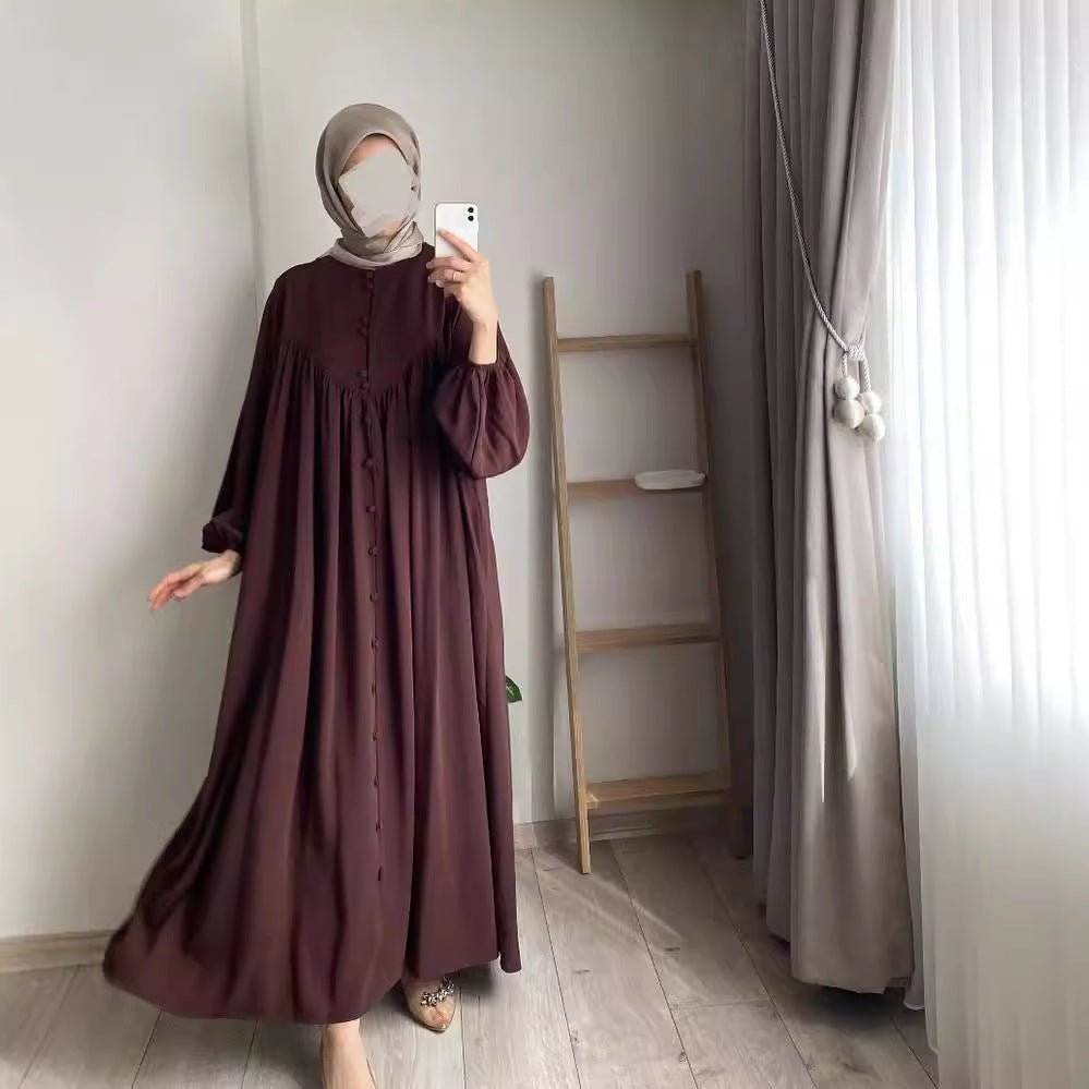 Modest Swinging sleeve Button-down Muslim Abaya (MA174)