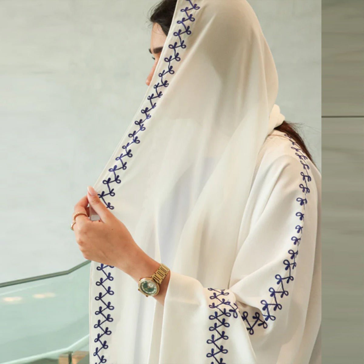 Moonlight Embroidered Abaya Set | Batwing Sleeve Robe with Matching Hijab (MOA183)