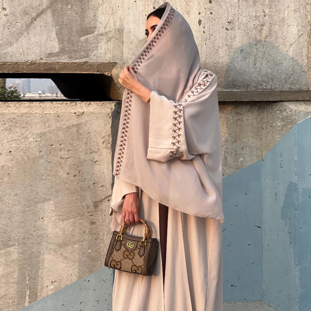 Moonlight Embroidered Abaya Set | Batwing Sleeve Robe with Matching Hijab (MOA183)