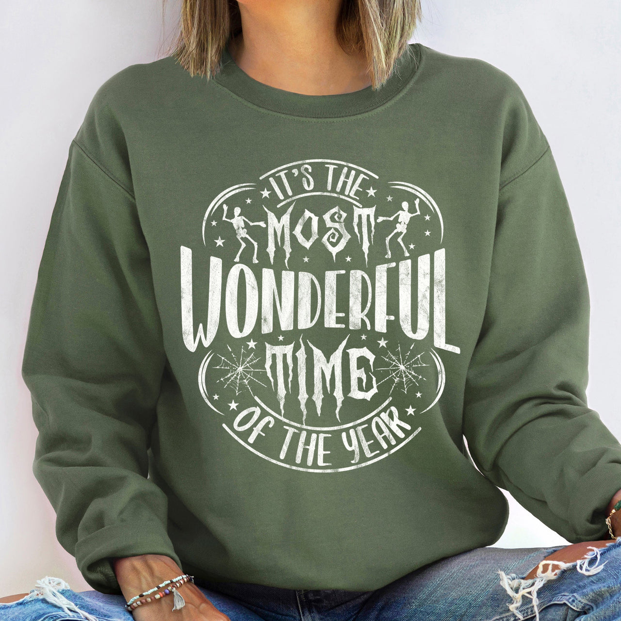 Most Wonderful Time Vintage Halloween Spooky Season Cozy Night Edition Sweatshirt