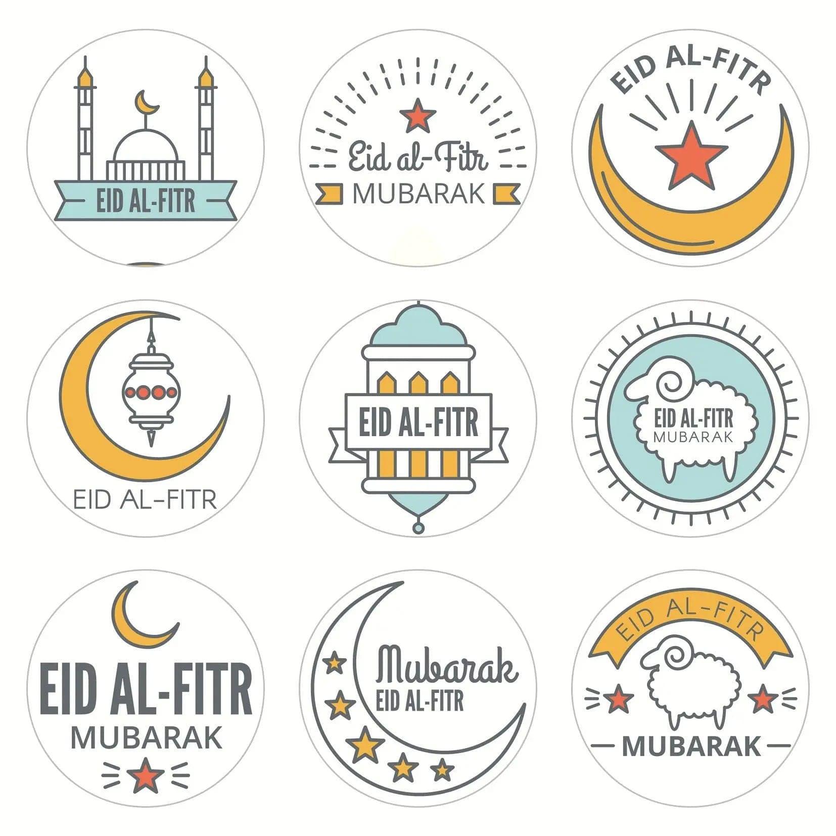 MR014 Ramadan Sticker, 90 Pcs Stickers Eid Mubarak Decoration