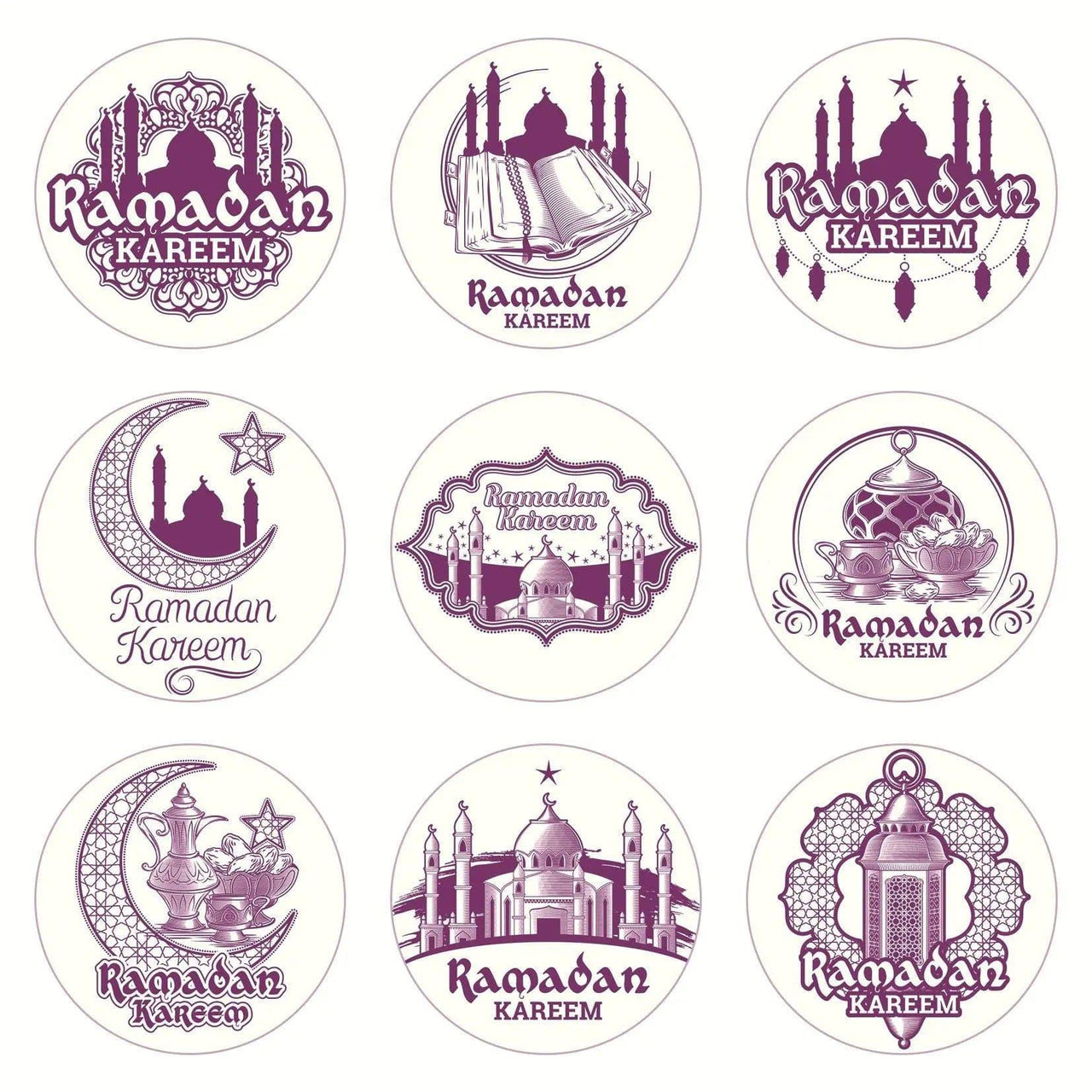 MR014 Ramadan Sticker, 90 Pcs Stickers Eid Mubarak Decoration