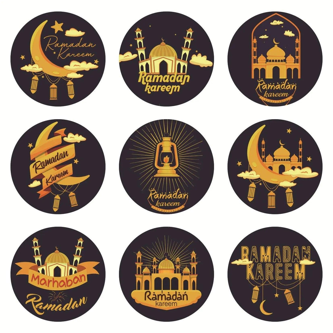 MR014 Ramadan Sticker, 90 Pcs Stickers Eid Mubarak Decoration