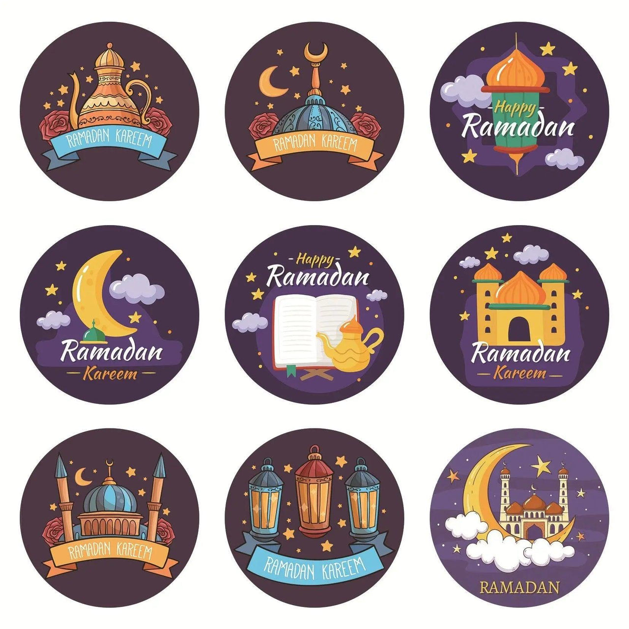MR014 Ramadan Sticker, 90 Pcs Stickers Eid Mubarak Decoration