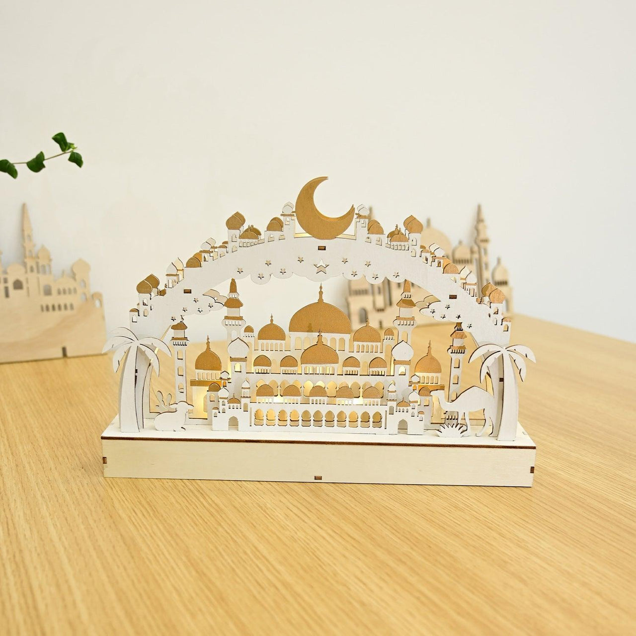 MR058 Wooden LED Atmosphere Decorative Moon Lamp