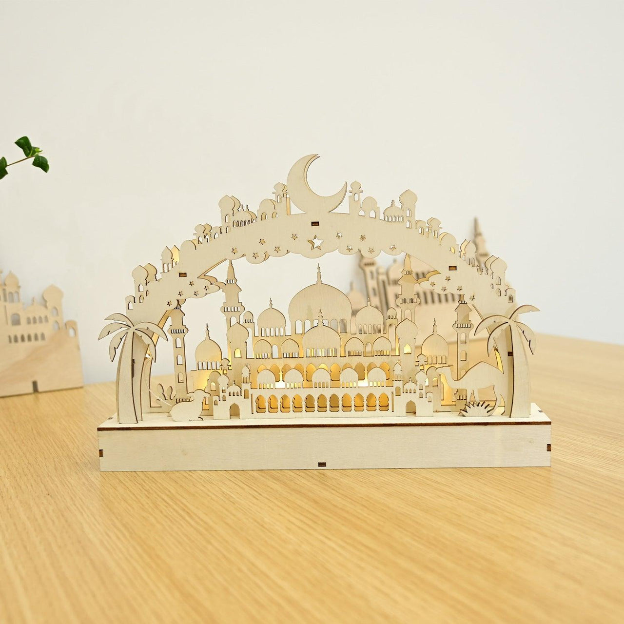 MR058 Wooden LED Atmosphere Decorative Moon Lamp