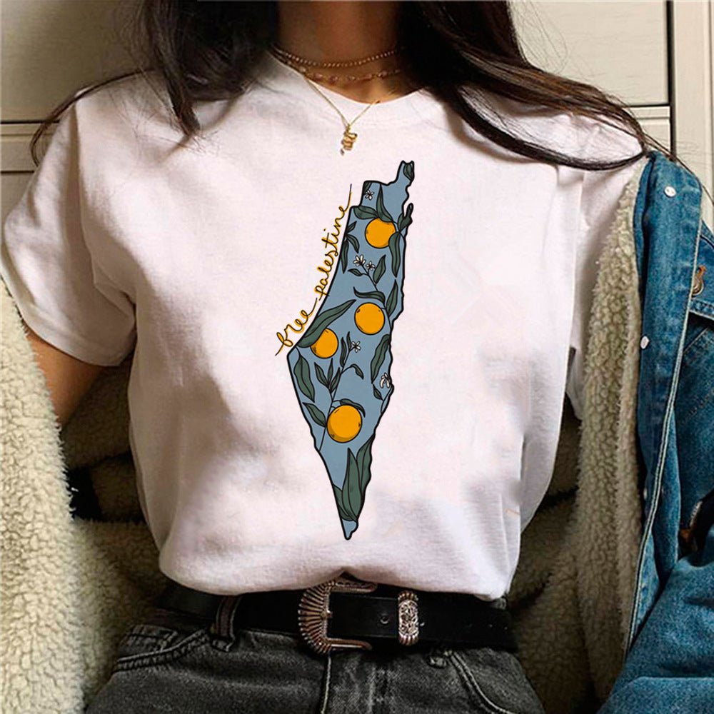 MS034 Free Palestine Printed Casual T-shirt