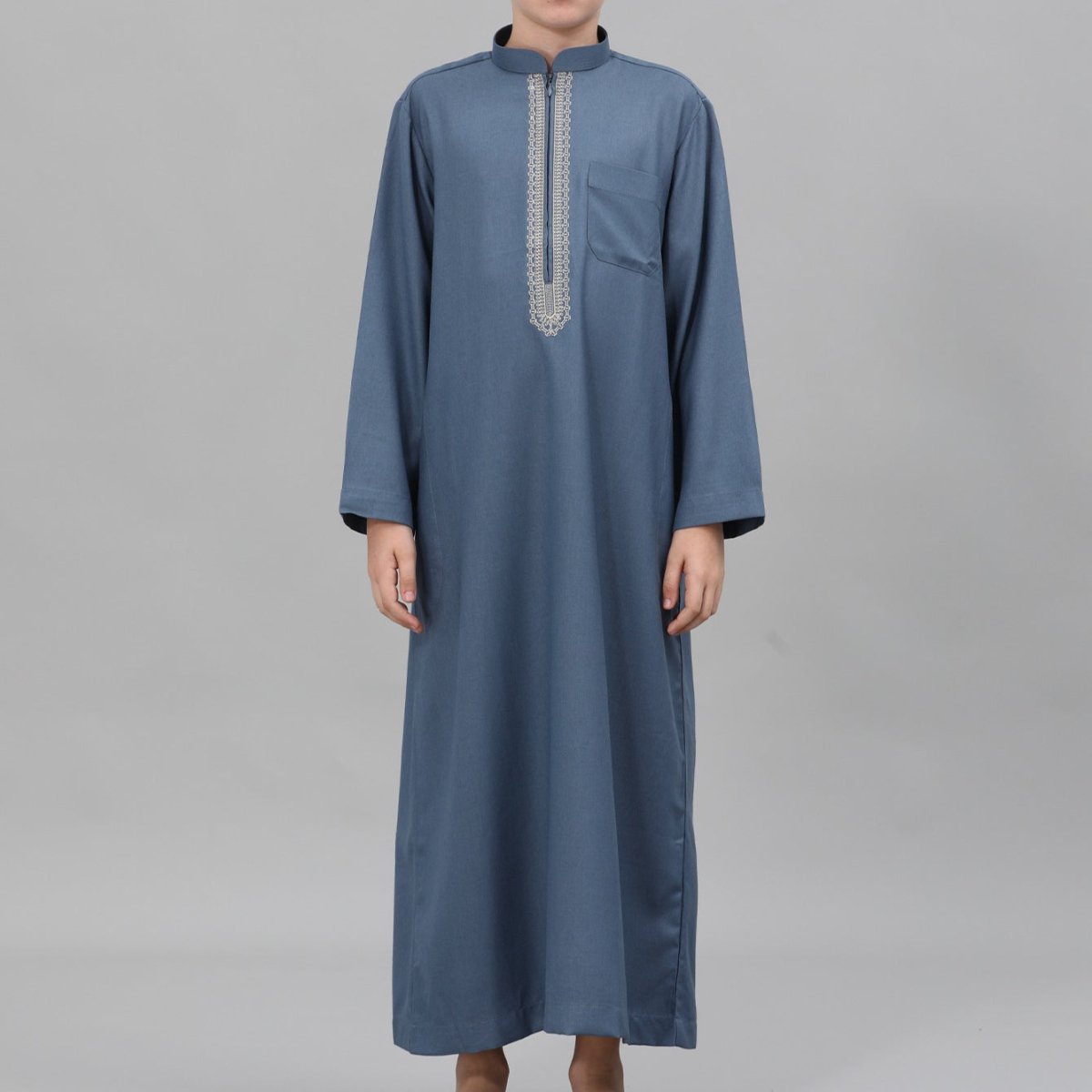 Muslim Boys Embroidered Thobe with Pockets (MKB013)
