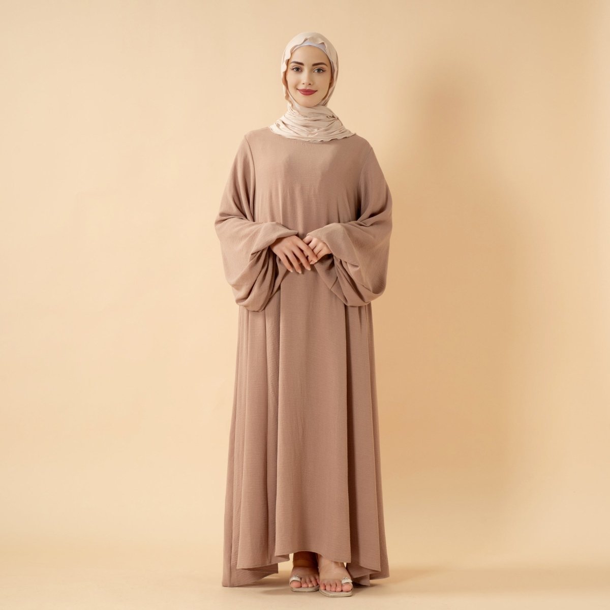 Relaxed Fit Lantern Sleeves Crepe Abaya (MA190)