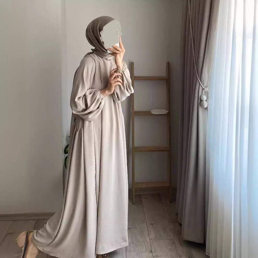 Relaxed Fit Lantern Sleeves Crepe Abaya (MA190)