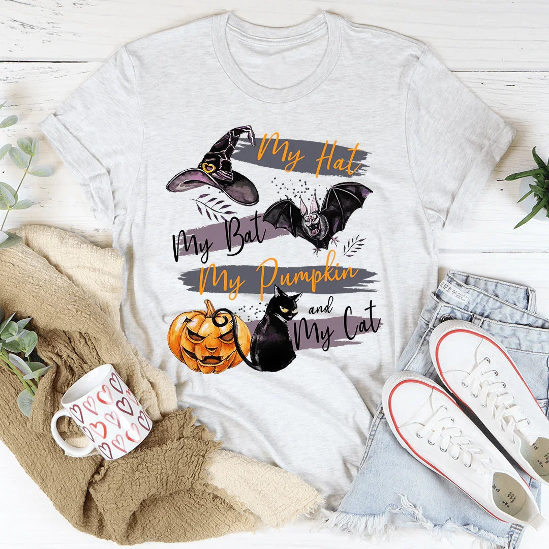My Hat My Bat My Pumpkin And My Cat Tee