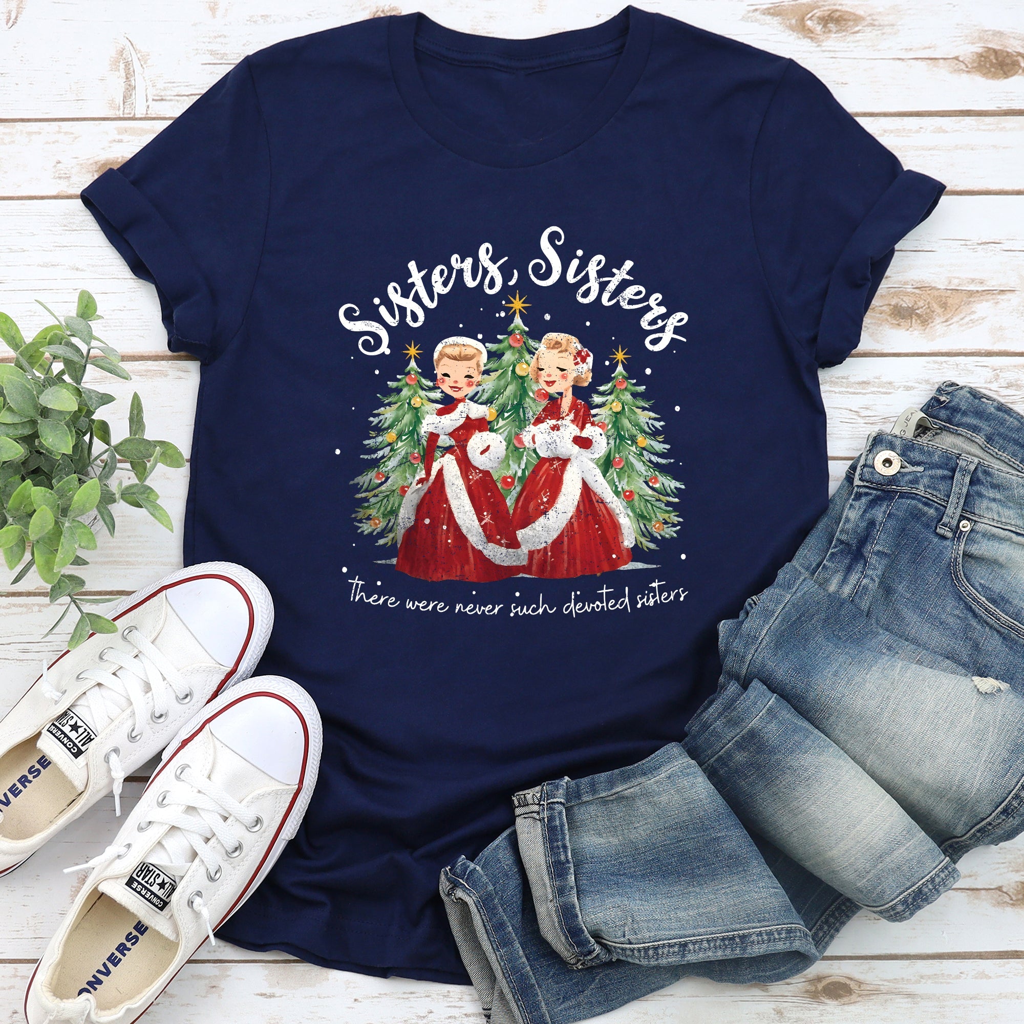 Sisters White Christmas Movie Musical Vintage Theatrical Tribute Inspired By Classic Film Poster Graphic Tee