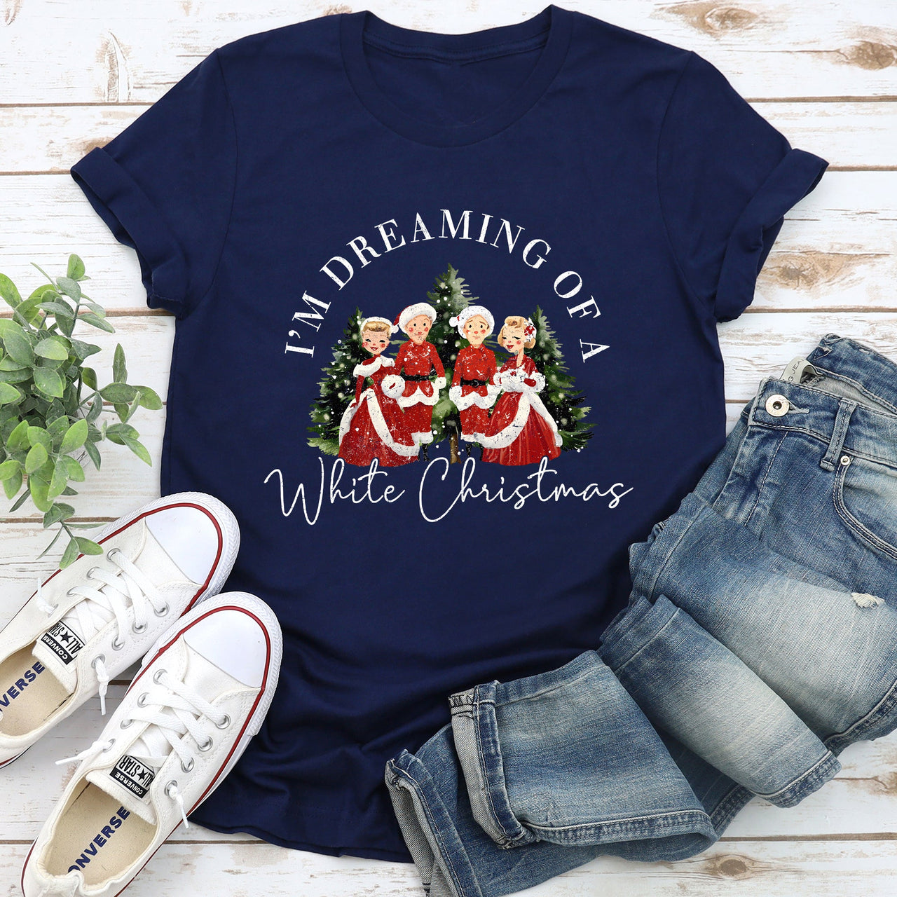 I'm Dreaming Of A White Christmas Movie Classic Musical Film Theme Vintage Inspired Graphic Tee