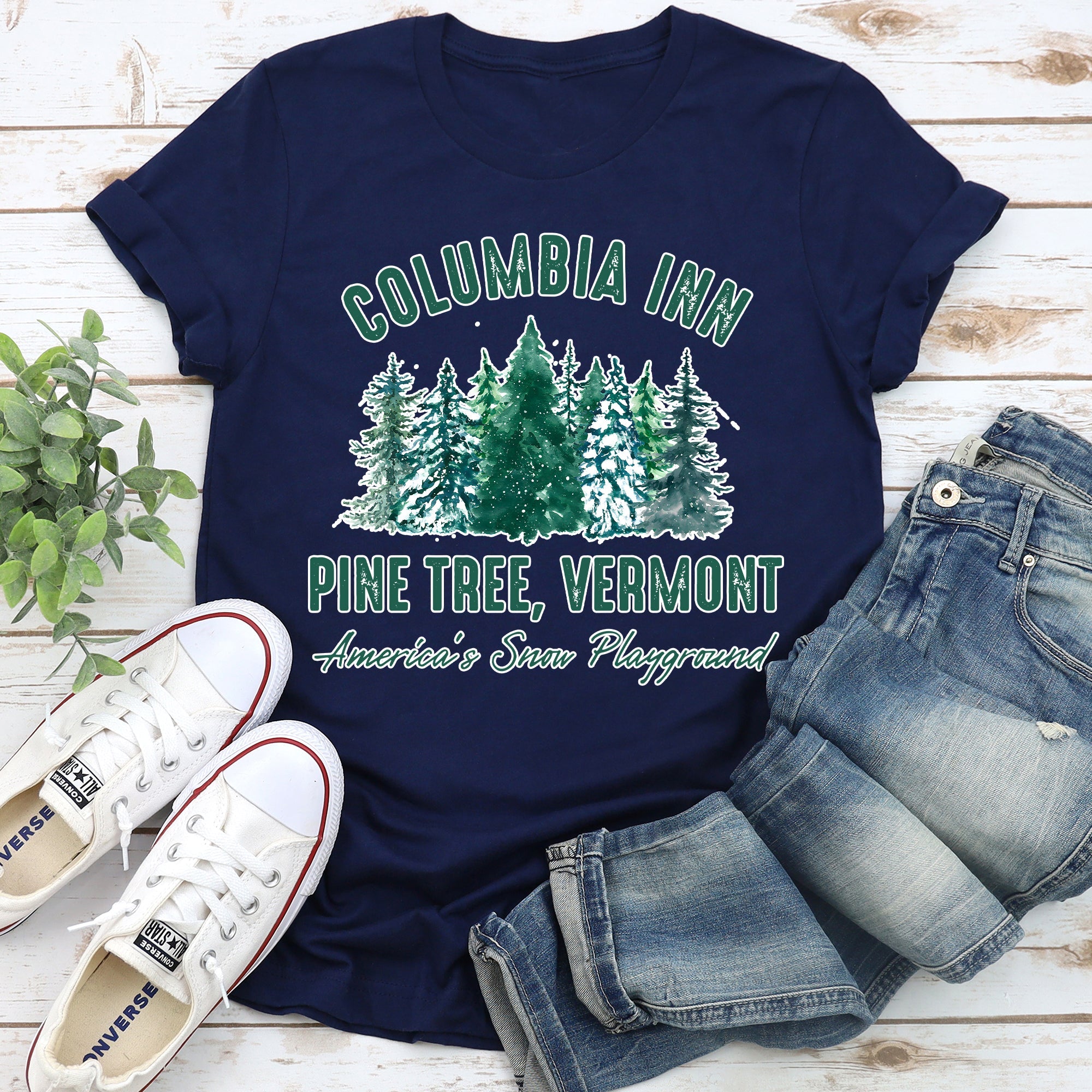 Columbia Inn White Christmas Movie Classic Musical Showtune Nostalgia Holiday Film Graphic Tee