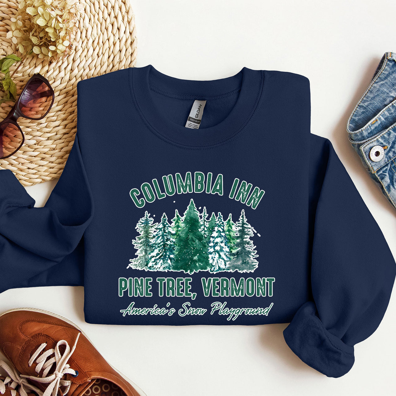 Columbia Inn White Christmas Movie Classic Musical Cozy Vintage Inspired Sweatshirt