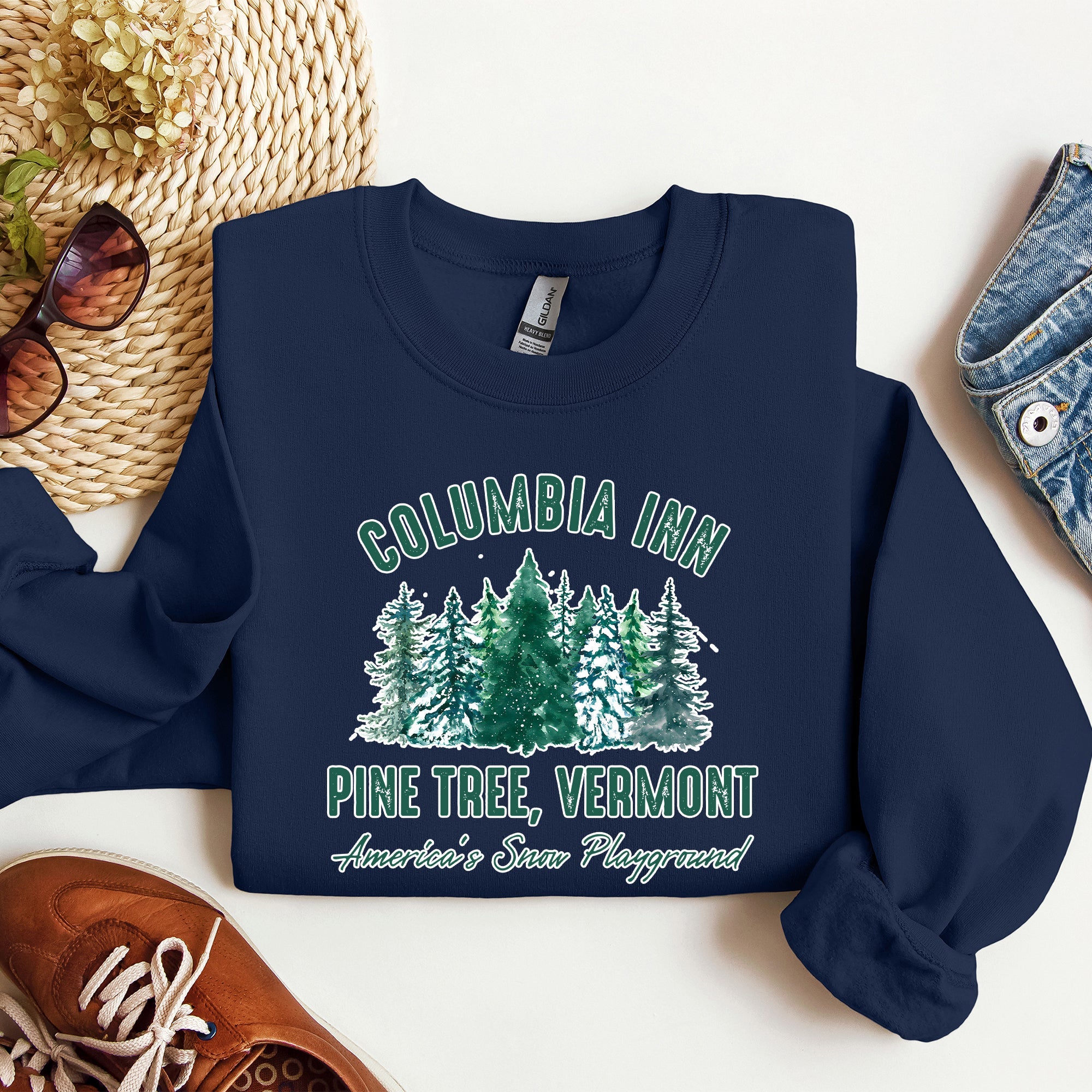 Columbia Inn White Christmas Movie Classic Musical Cozy Vintage Inspired Sweatshirt