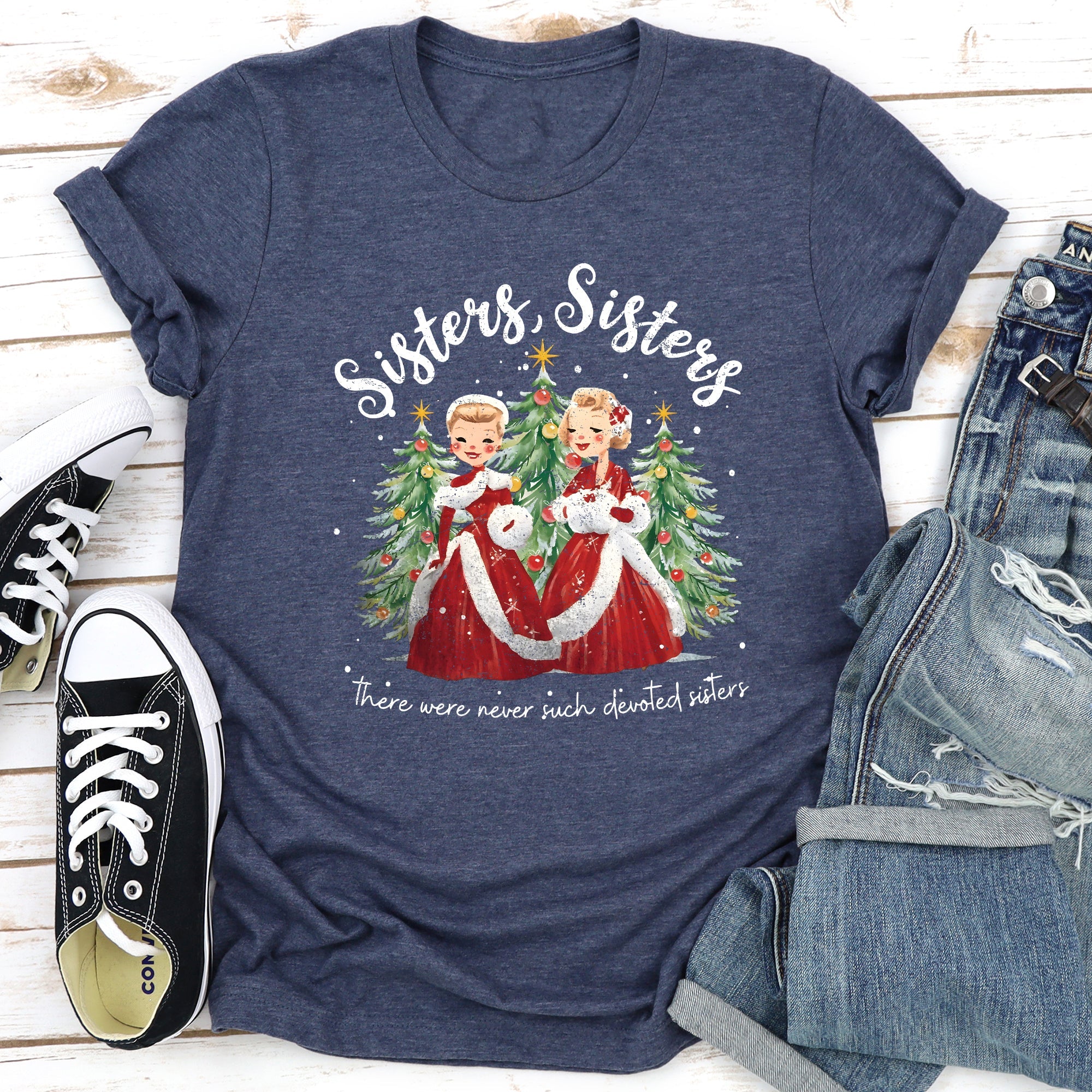 Sisters White Christmas Movie Musical Vintage Theatrical Tribute Inspired By Classic Film Poster Graphic Tee
