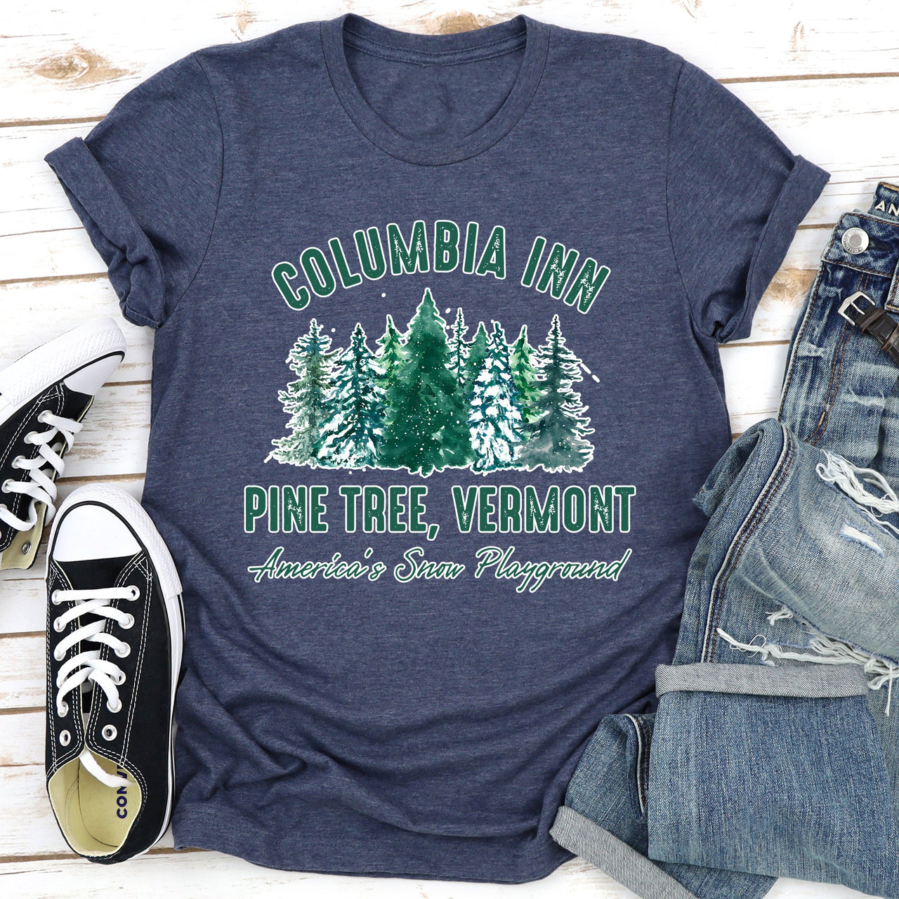 Columbia Inn White Christmas Movie Classic Musical Showtune Nostalgia Holiday Film Graphic Tee