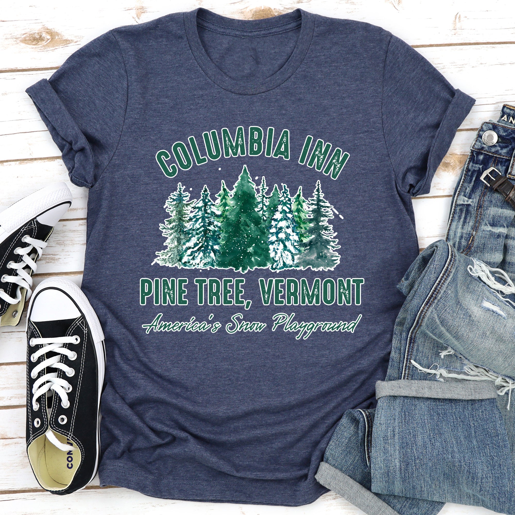Columbia Inn White Christmas Movie Classic Musical Showtune Nostalgia Holiday Film Graphic Tee