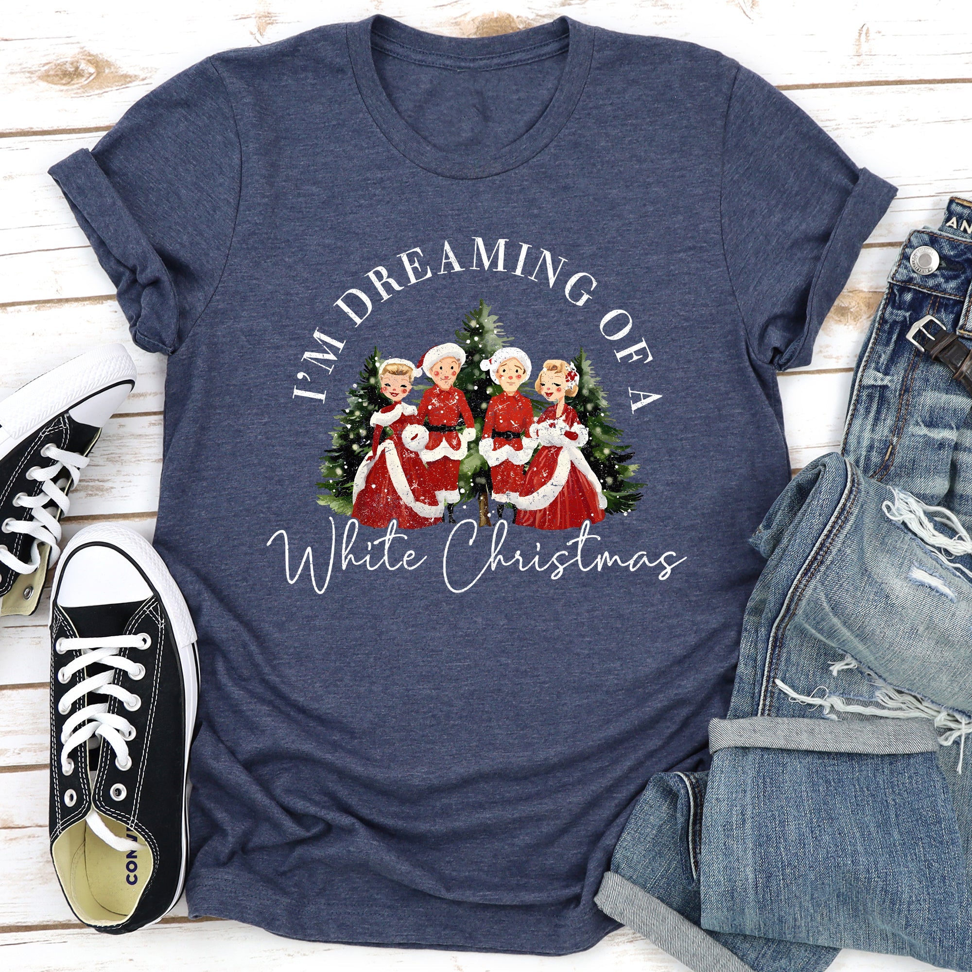 I'm Dreaming Of A White Christmas Movie Classic Musical Film Theme Vintage Inspired Graphic Tee