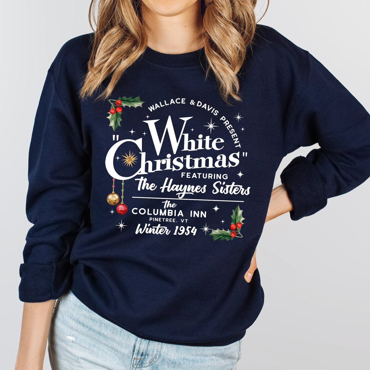 White Christmas Movie Classic Musical Vintage Style Graphic Print Premium Sweatshirt