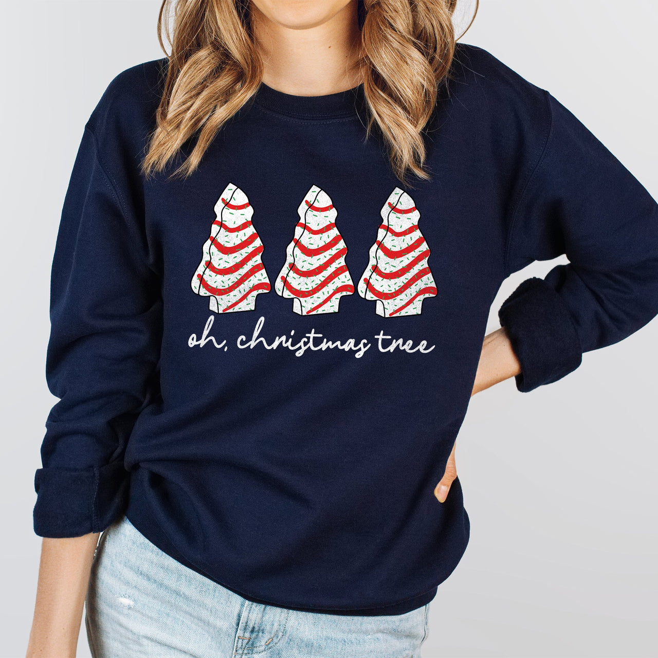 Oh Christmas Tree Snack Little Debbie Christmas Festive Print Vintage Sweatshirt