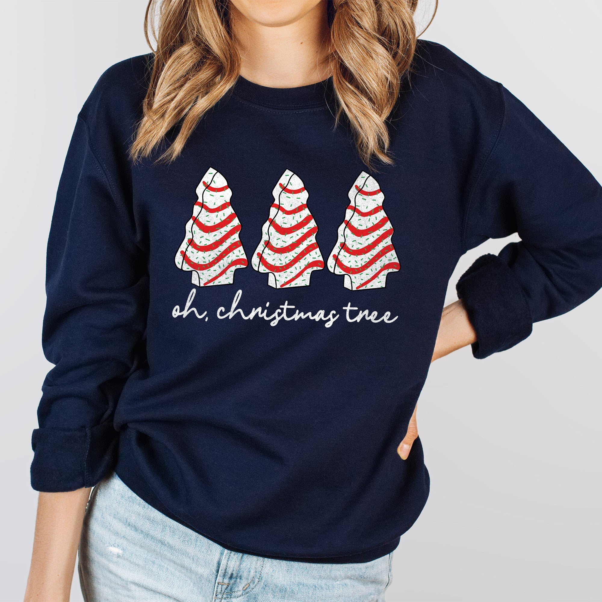 Oh Christmas Tree Snack Little Debbie Christmas Festive Print Vintage Sweatshirt