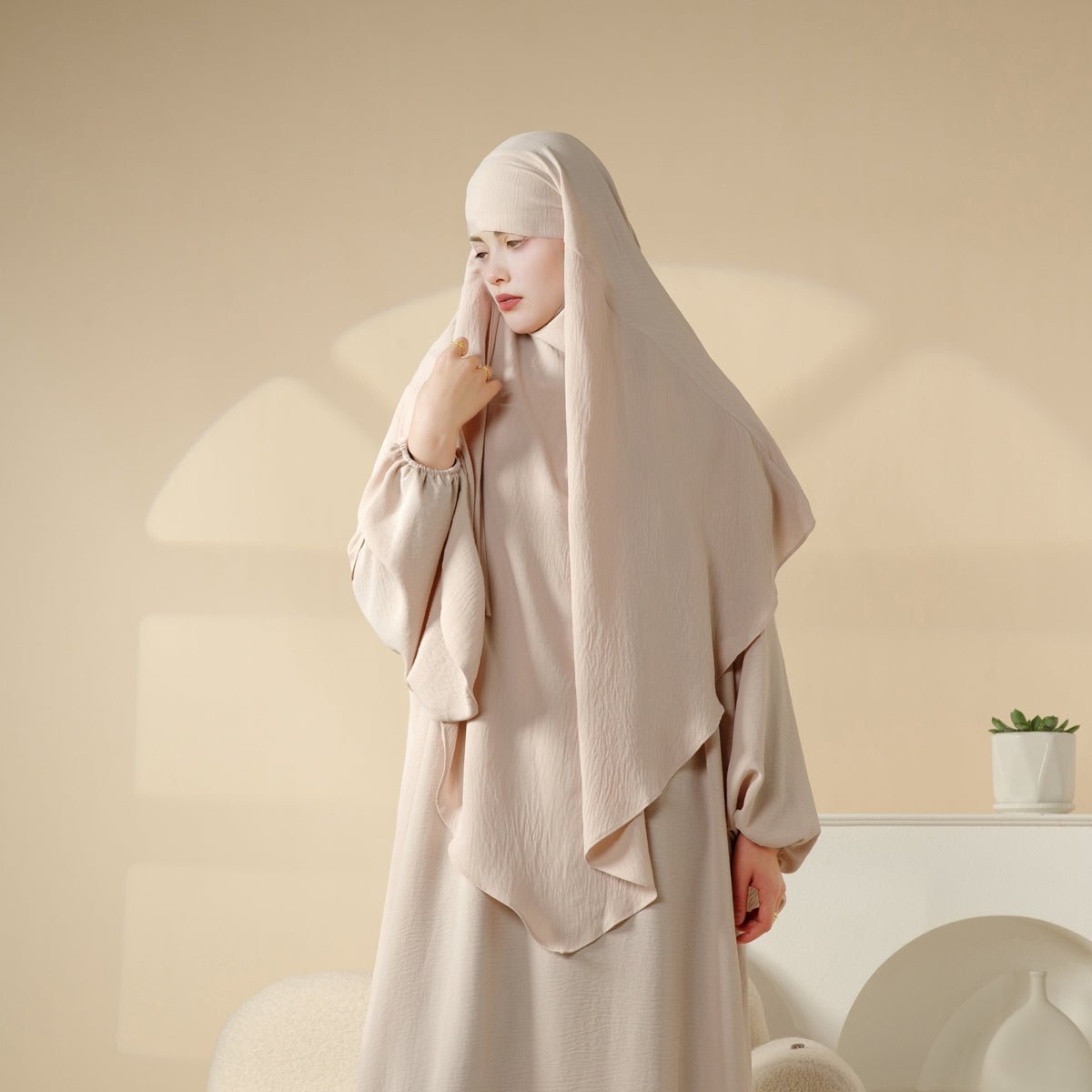 New Crepe 1-Layer Khimar | Soft Crepe Material Khimar (MK009)