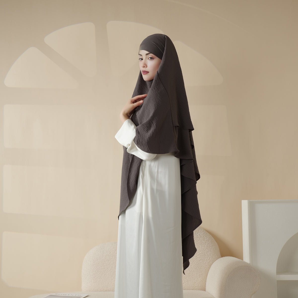 New Two-Layer Crepe Khimar (MK010)