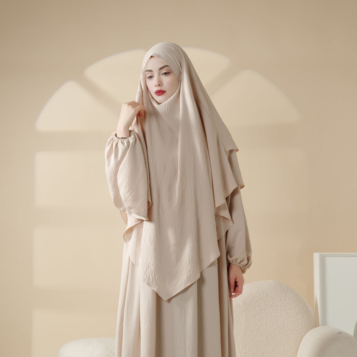 New Two-Layer Crepe Khimar (MK010)