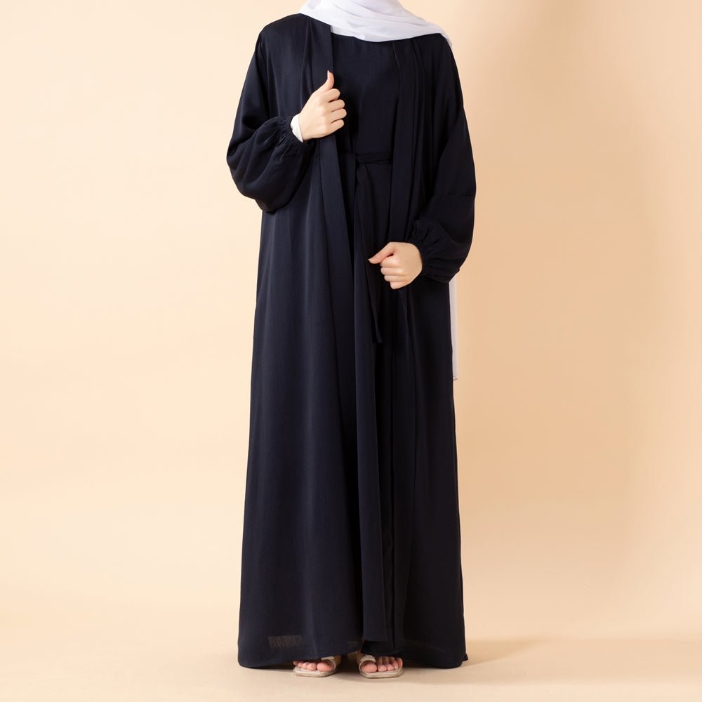 Premium Nida Zoom Open Abaya 3-Piece Set (MOA239)
