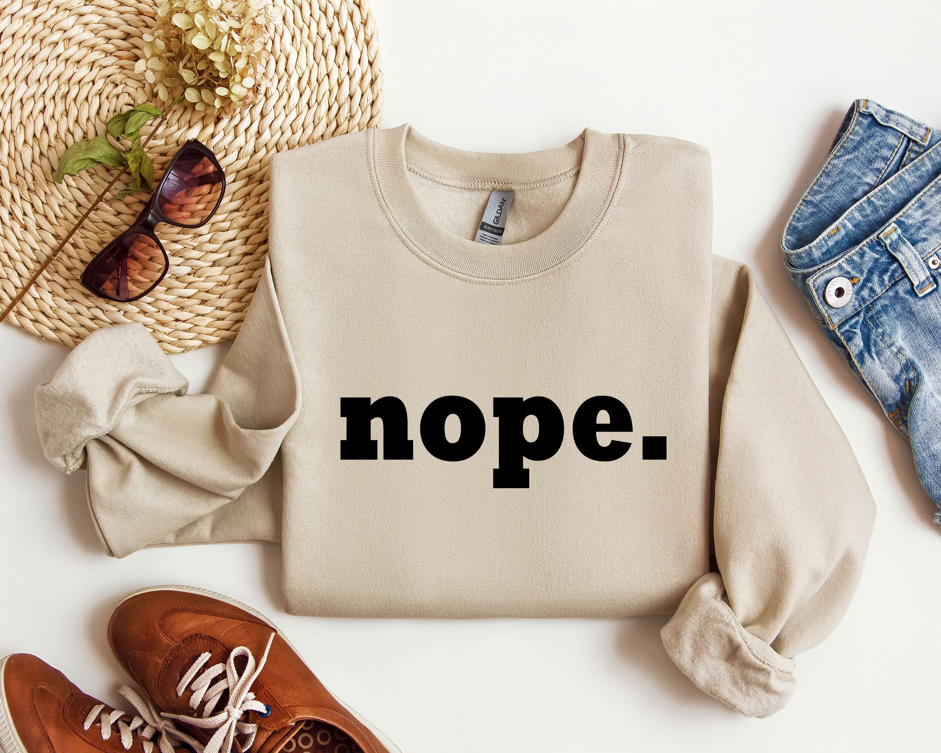 Nope Sarcastic College Campus Humor Expressing Relatable Apathy And Dorm Life Attitude Sweatshirt