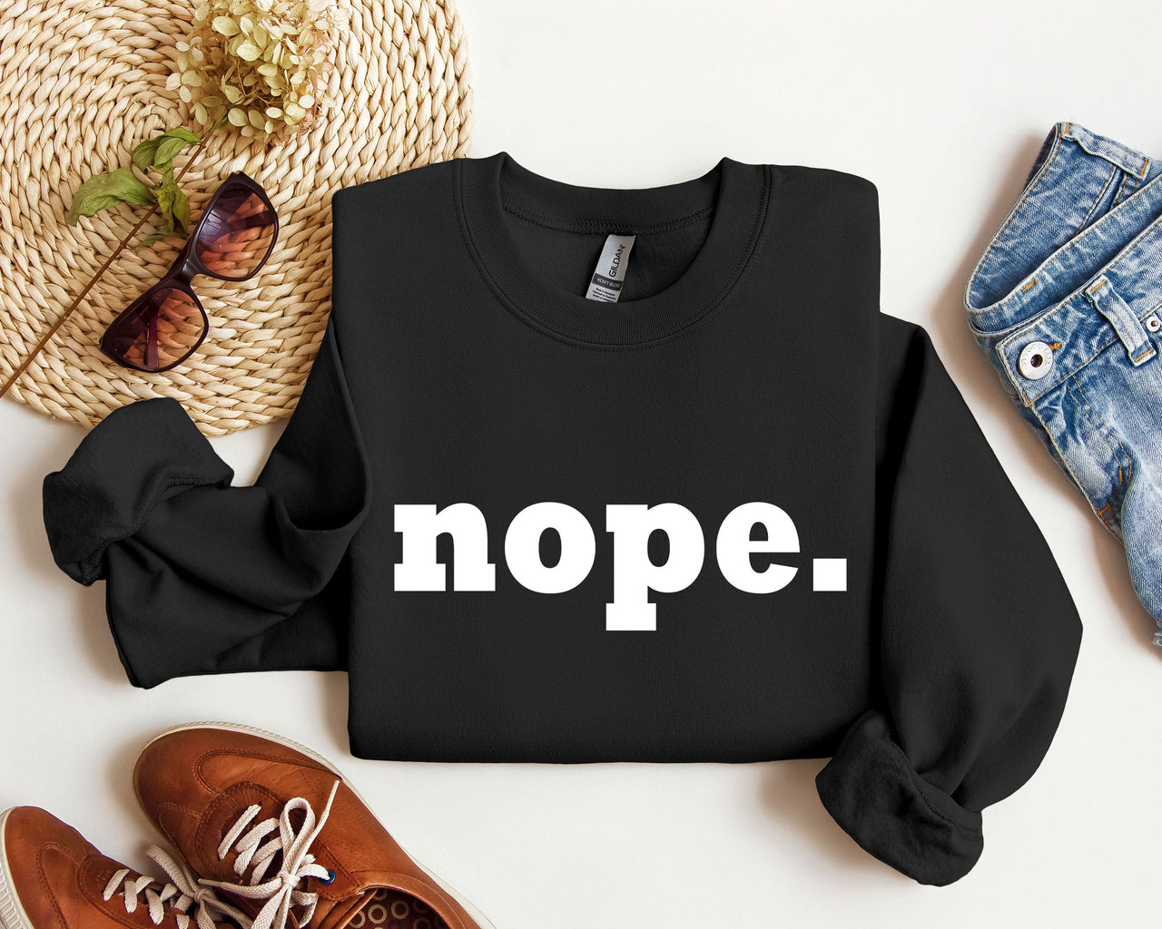 Nope Sarcastic College Campus Humor Expressing Relatable Apathy And Dorm Life Attitude Sweatshirt