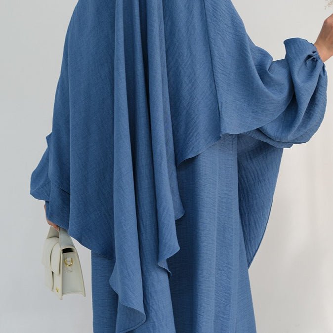 Nursing Abaya & Khimar Set | Bubble Sleeve Breastfeeding Dress(MK025)