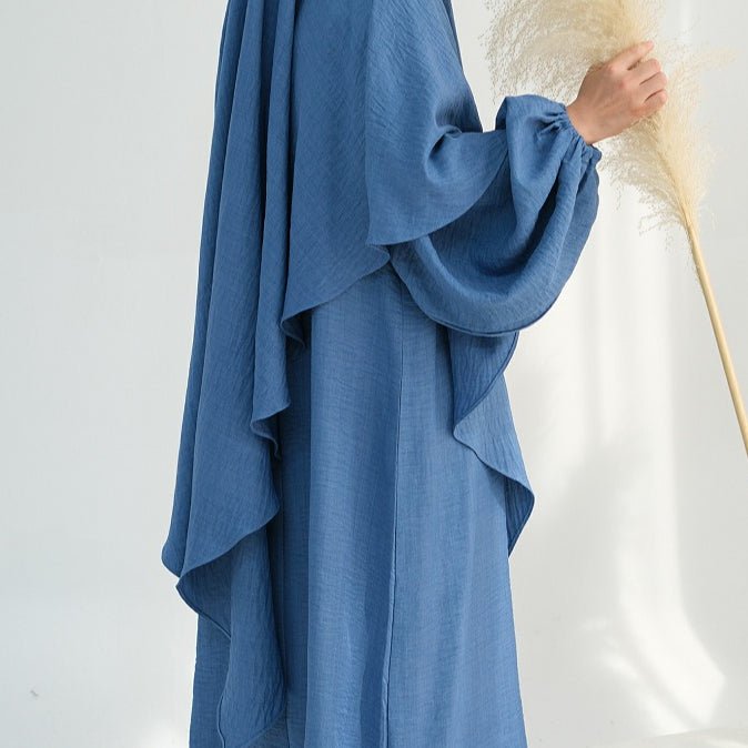 Nursing Abaya & Khimar Set | Bubble Sleeve Breastfeeding Dress(MK025)
